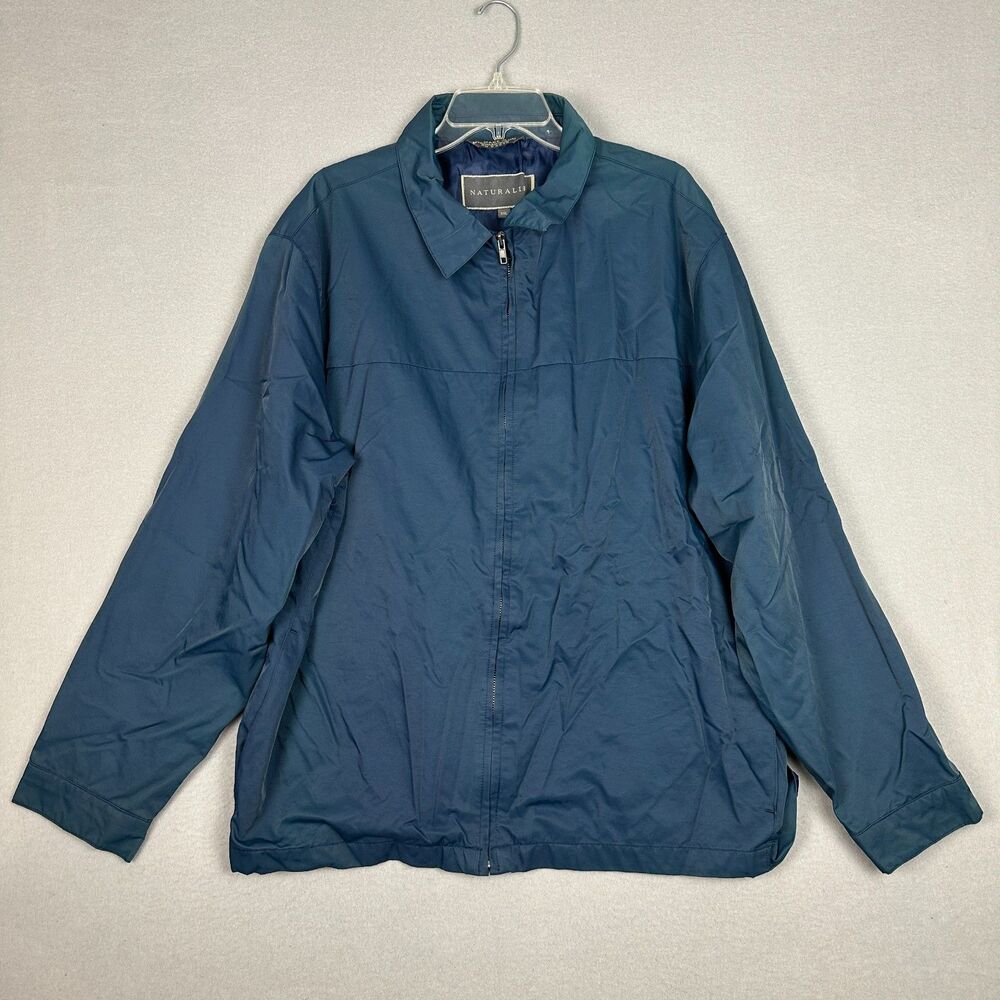 Naturalife Mens Size XXL Full Zip Windbreaker Jacket Rain Navy Blue Outdoor
